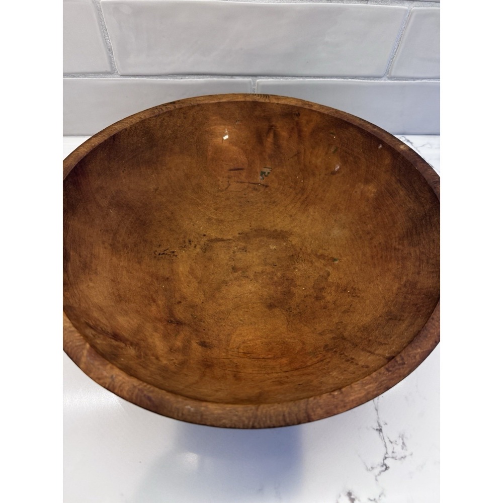 Vintage 12" Wooden Dough Bowl Hand Turned Salad Bowl Primitive Rustic